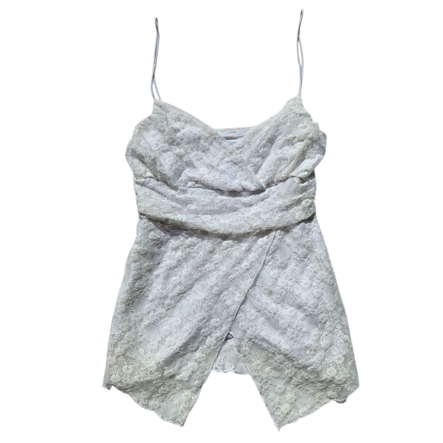 White asymmetrical sequin top