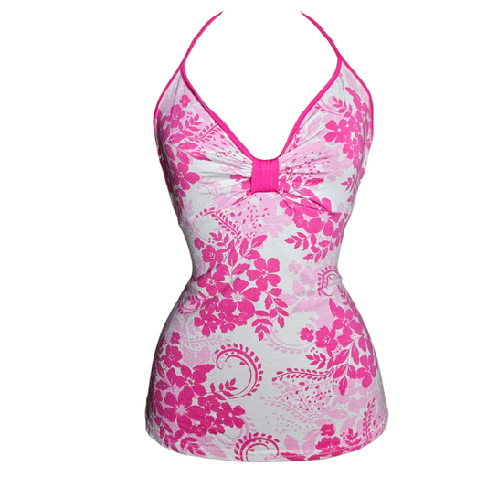 Dos nu floral rose et blanc