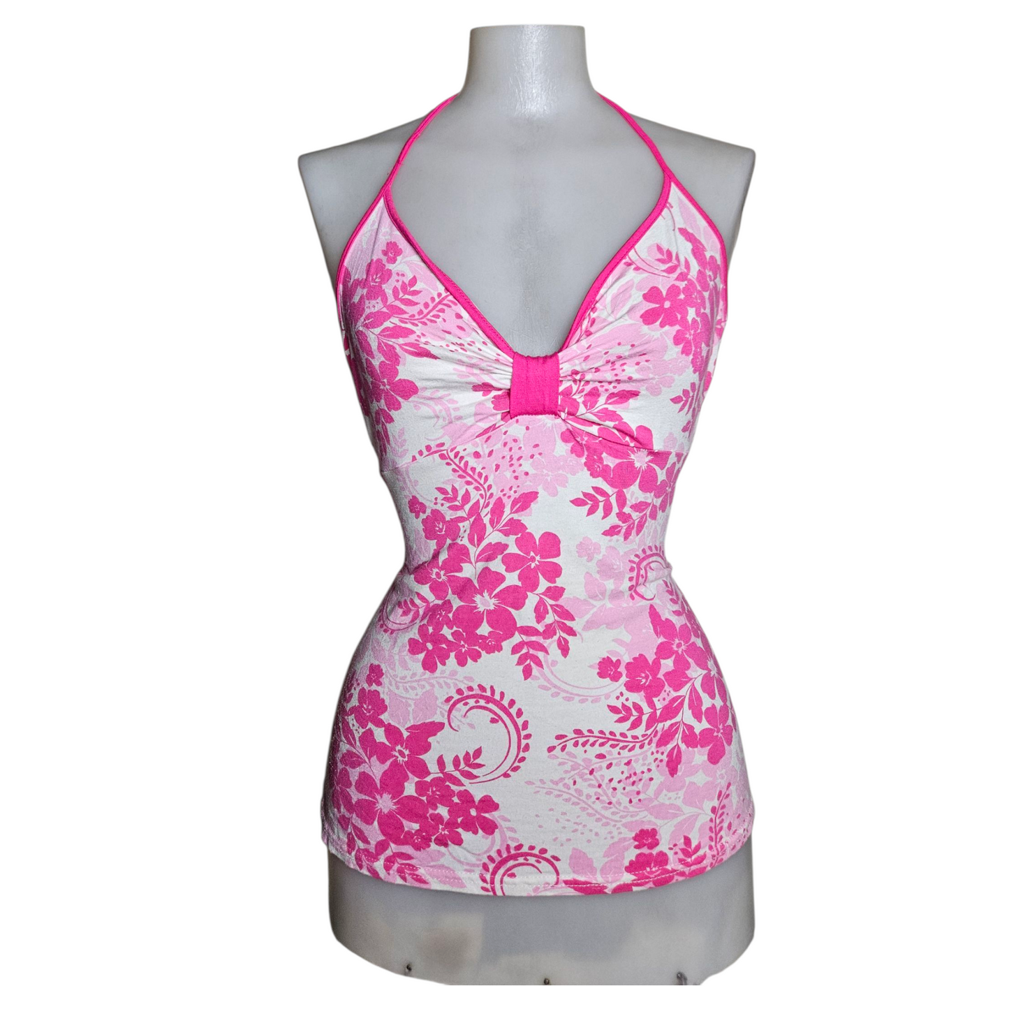 Dos nu floral rose et blanc