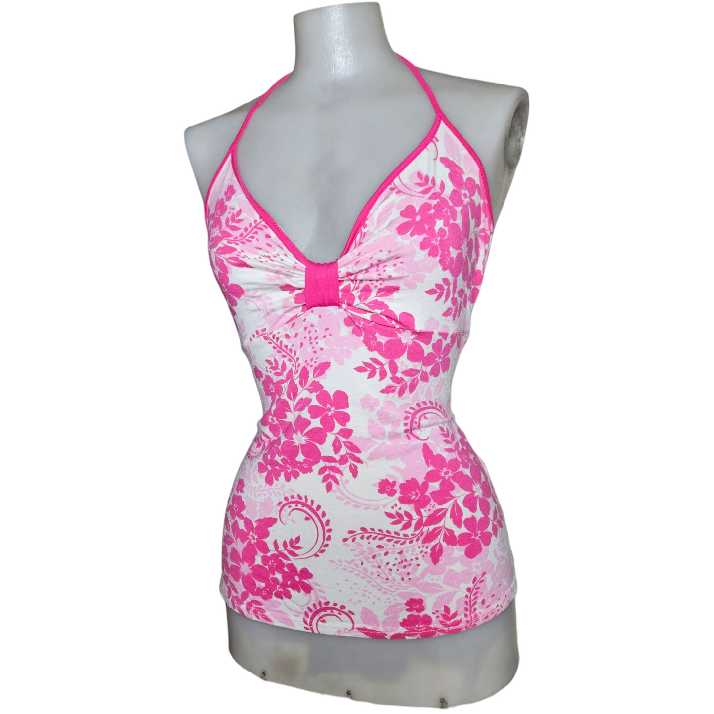 Dos nu floral rose et blanc