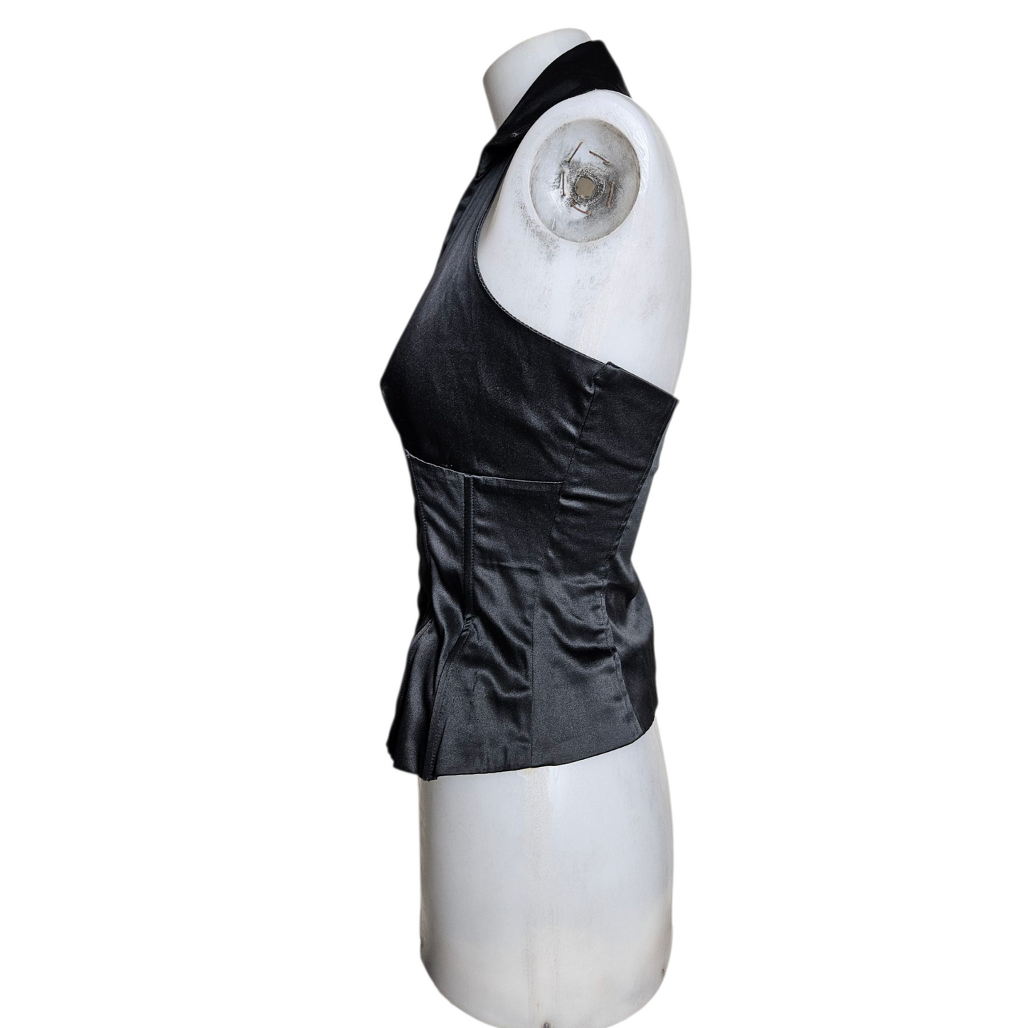 Satin open back with hook and eye closures