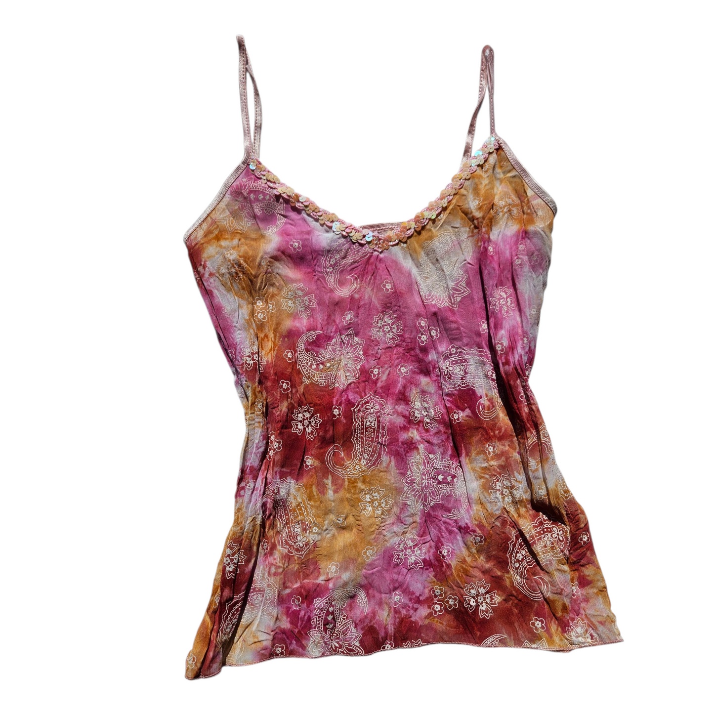 Pink and orange tie-dye voile top
