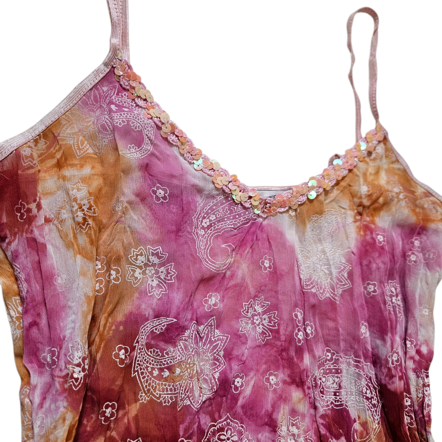 Pink and orange tie-dye voile top