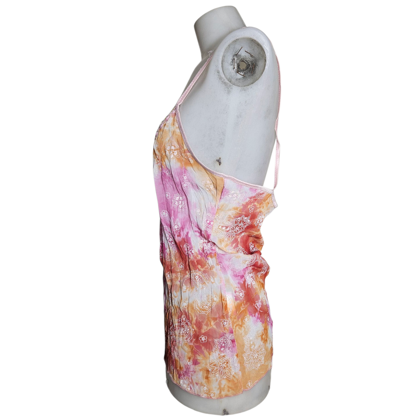 Pink and orange tie-dye voile top