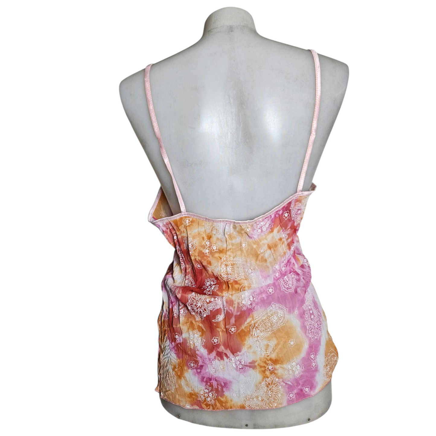 Pink and orange tie-dye voile top
