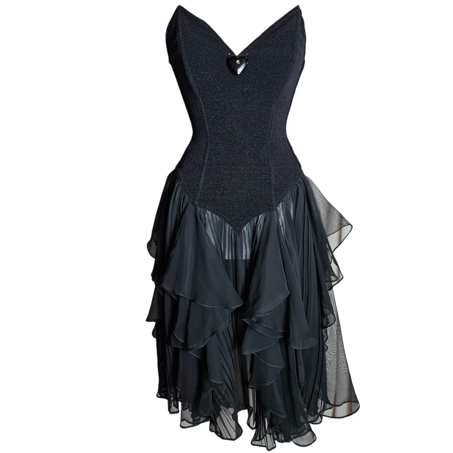 Strapless dress with ruffles and sweetheart neckline