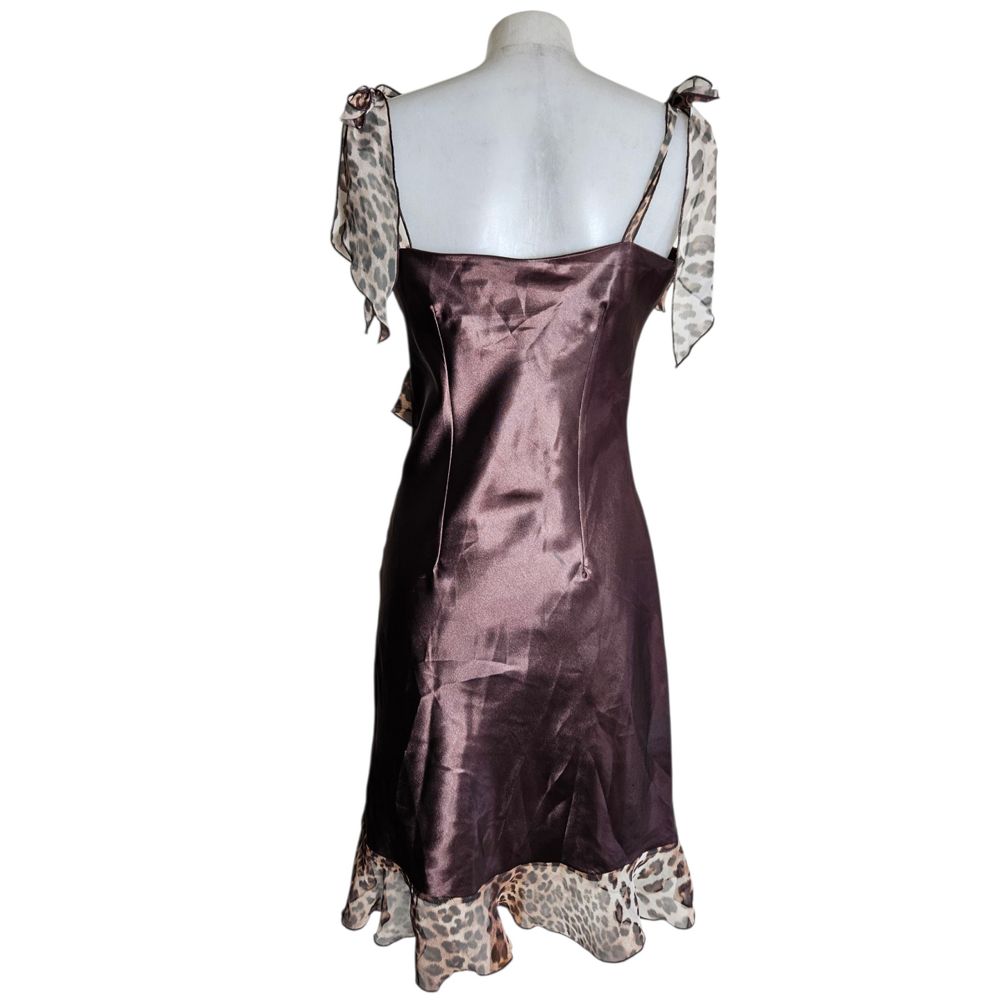 Leopard veil satin dress