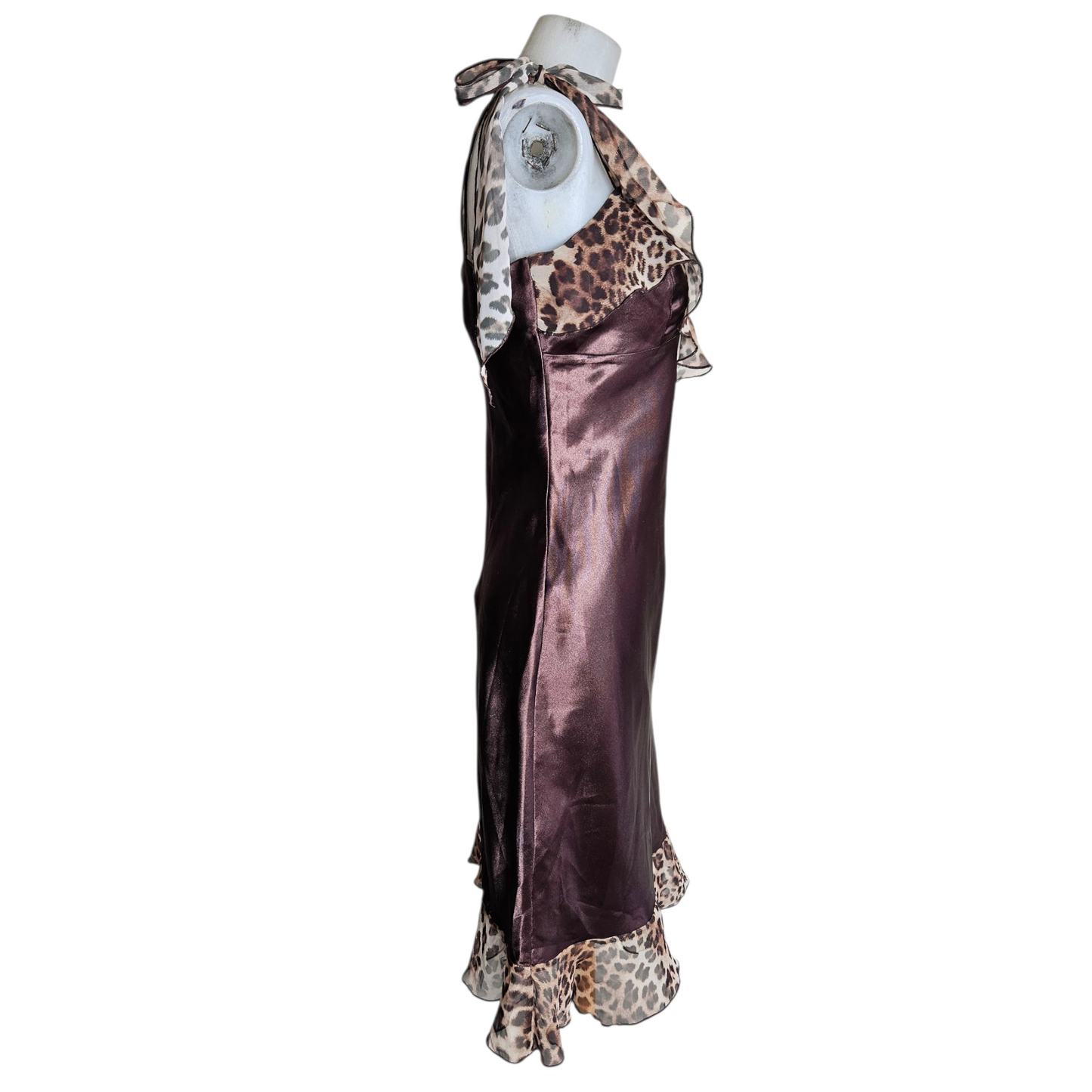 Leopard veil satin dress
