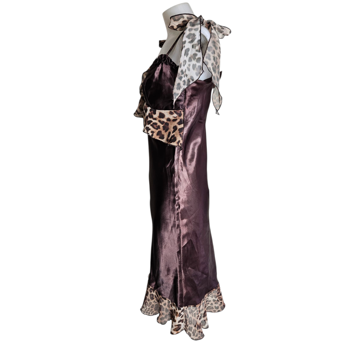 Leopard veil satin dress