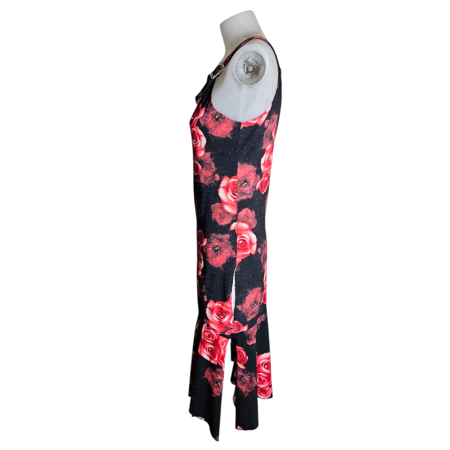 Asymmetrical red floral dress