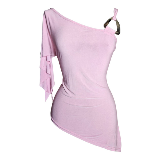 Haut rose asymétrique à boucle