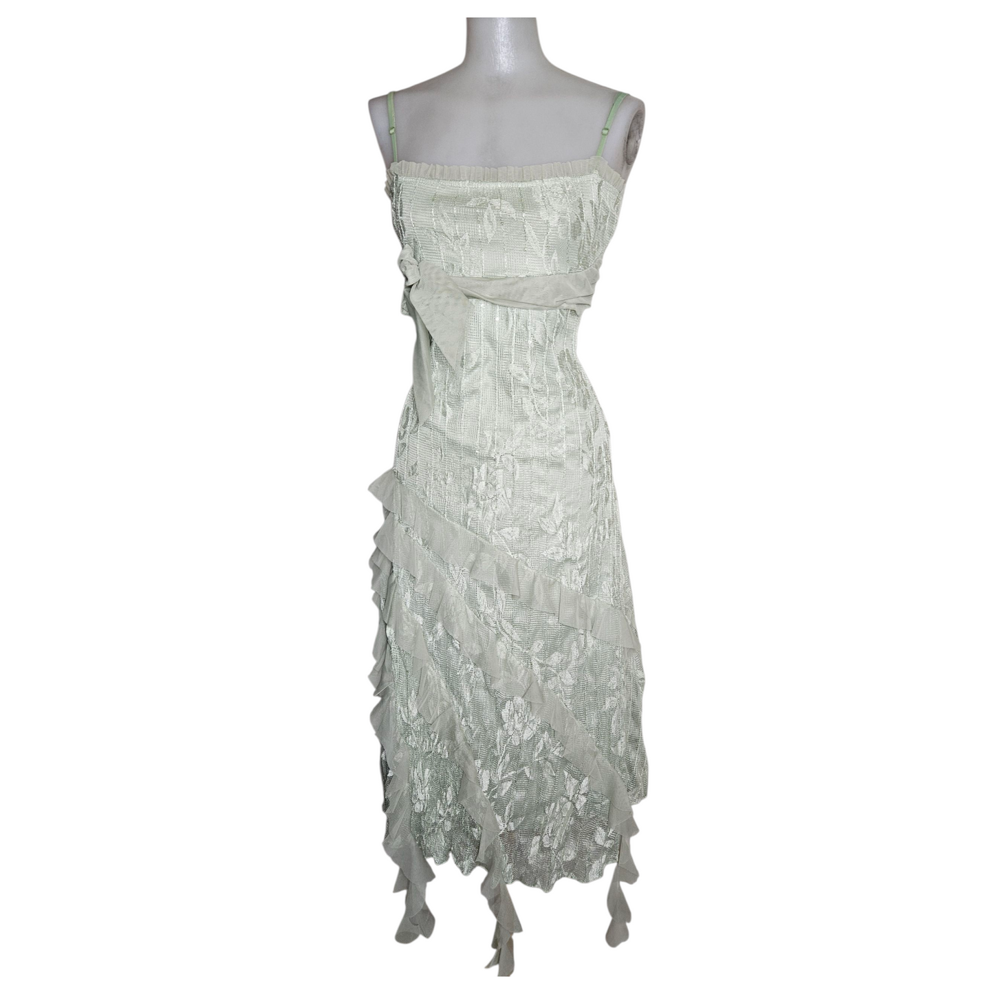 Robe en dentelle sauge et son Boléro