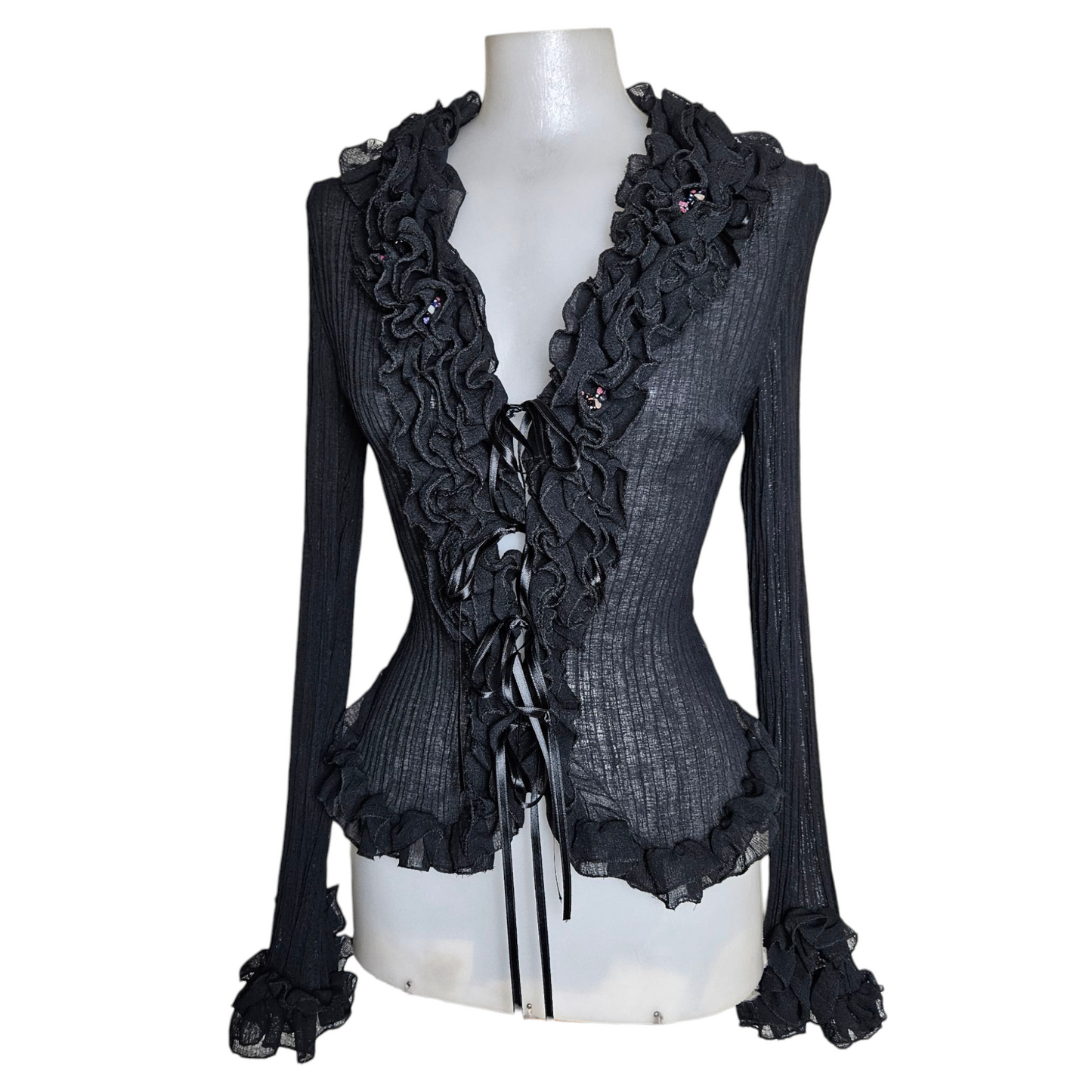 Ruffled and pearl shirt