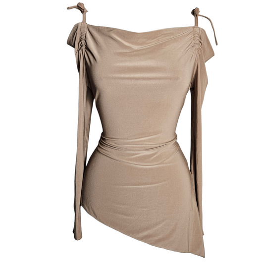 Asymmetrical top with shoulder cutouts