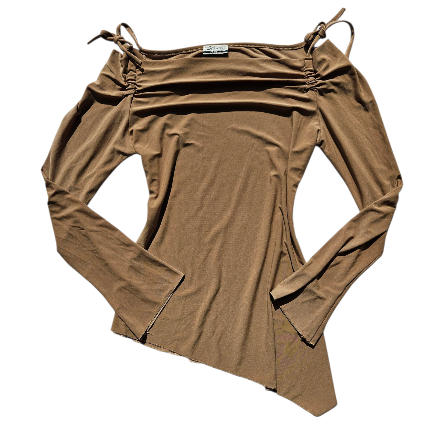 Asymmetrical top with shoulder cutouts