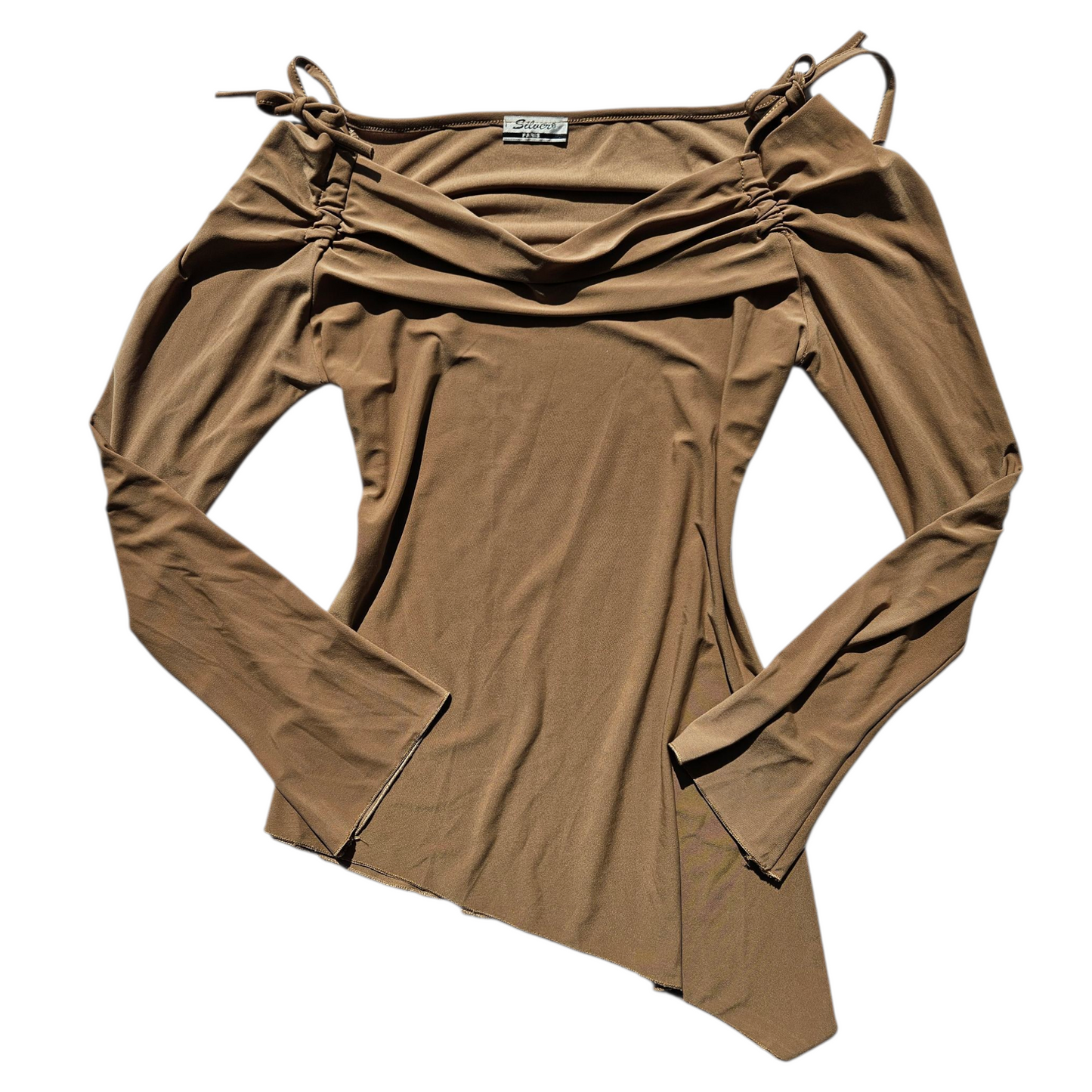 Asymmetrical top with shoulder cutouts