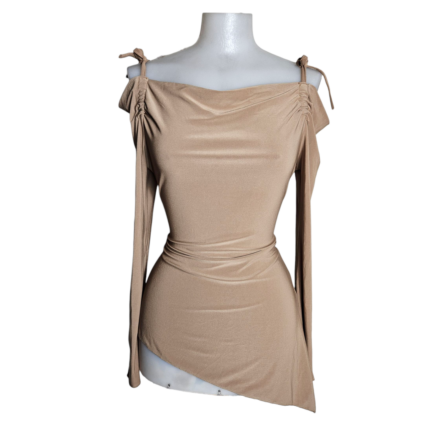 Asymmetrical top with shoulder cutouts