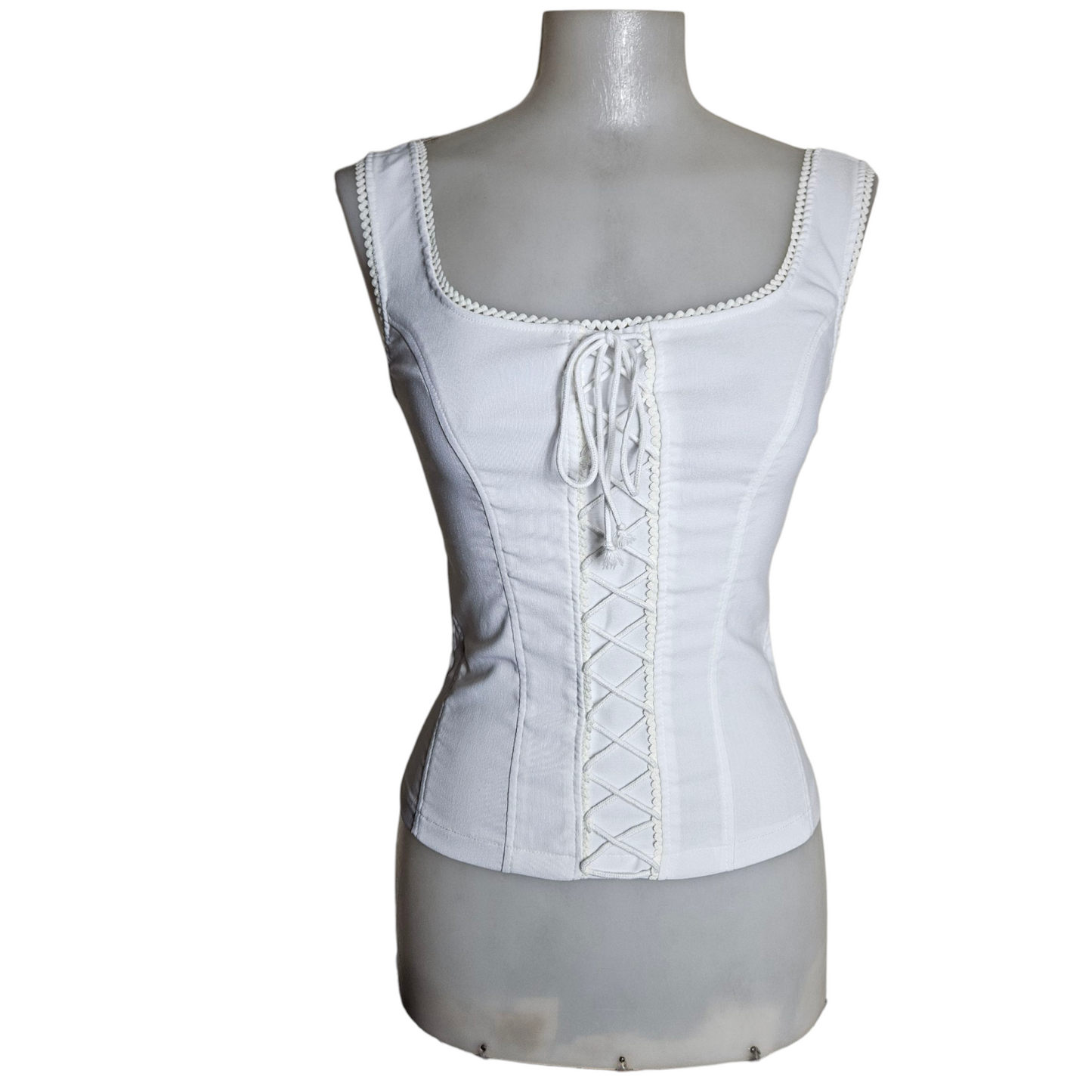 White corset-style top