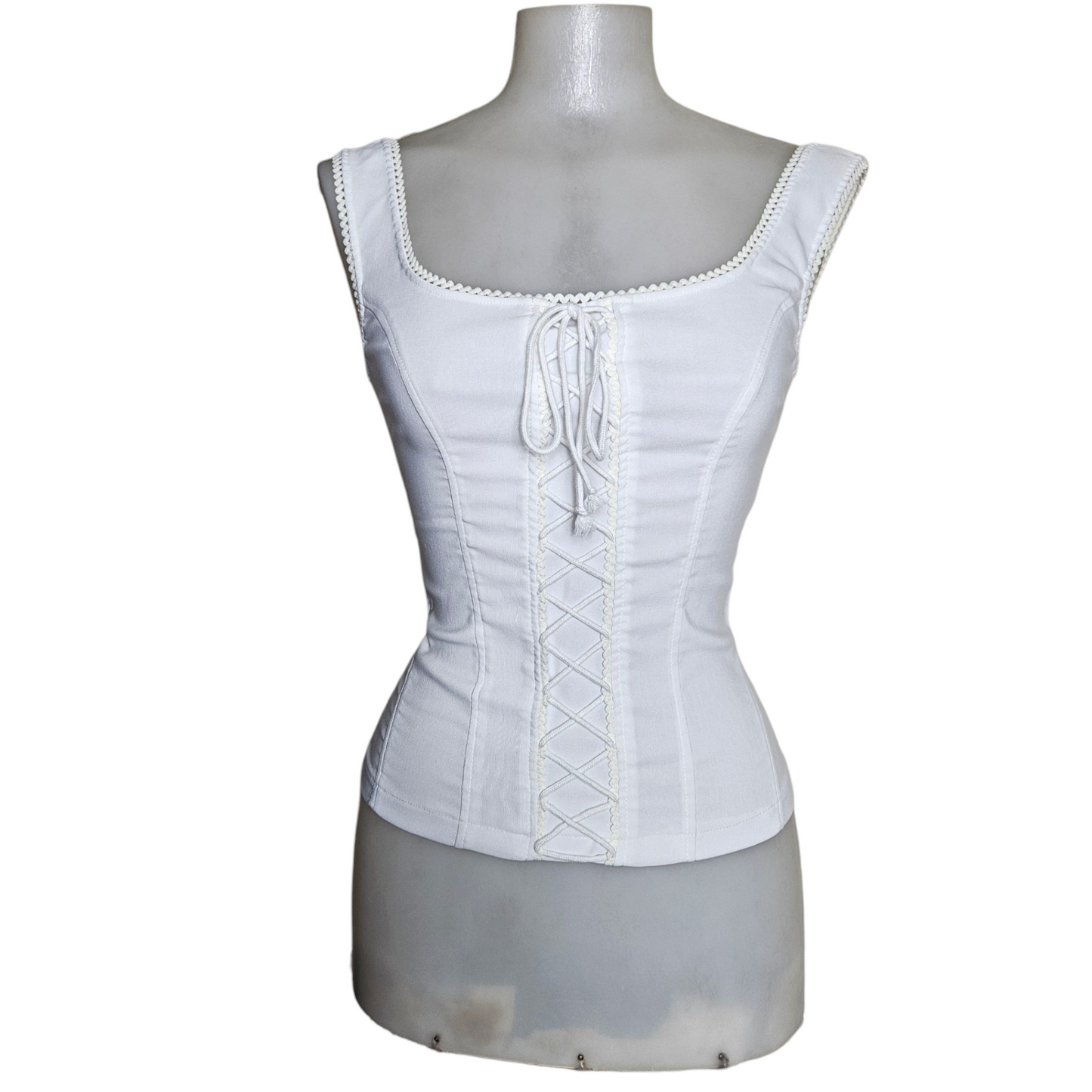 White corset-style top