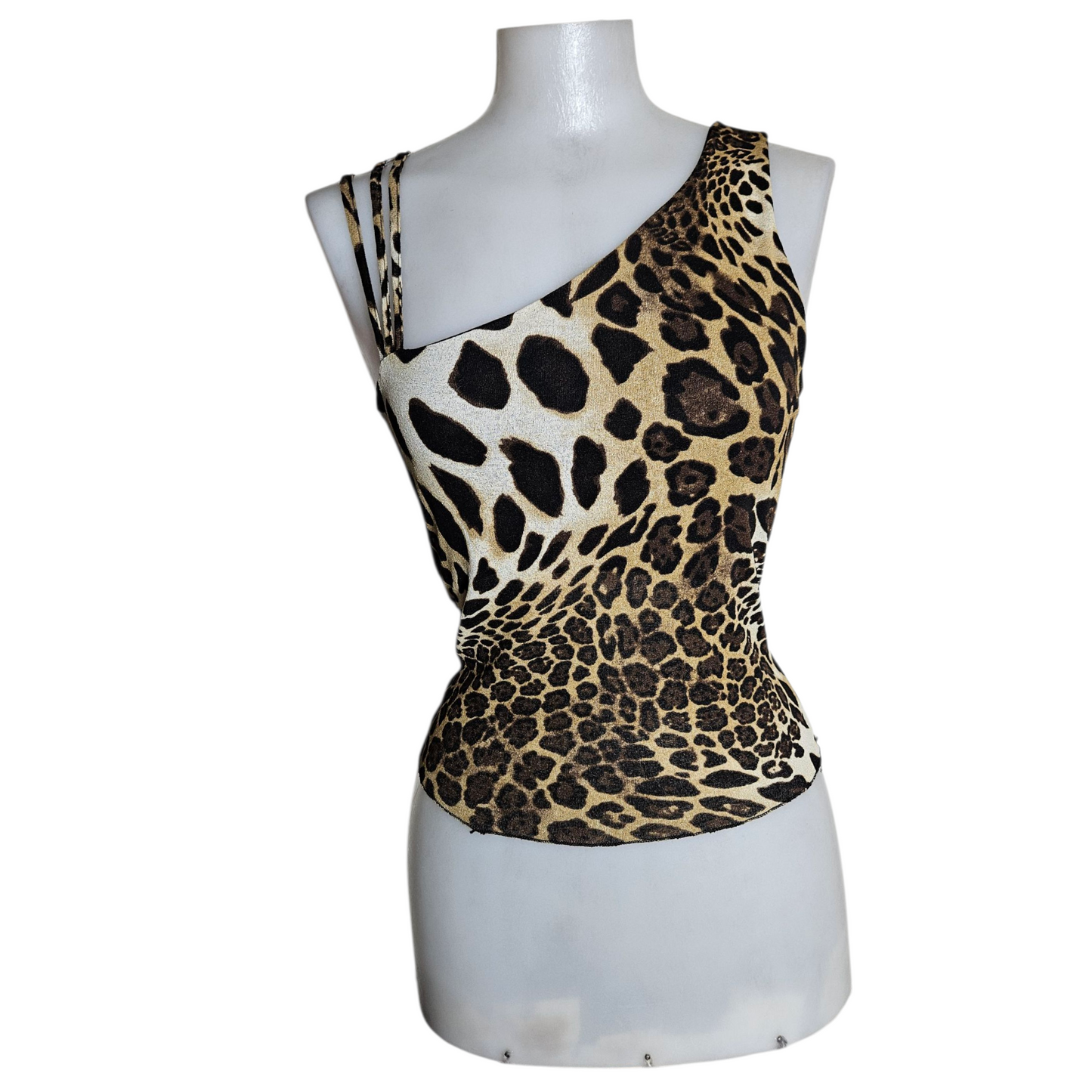 Leopard voile asymmetrical top