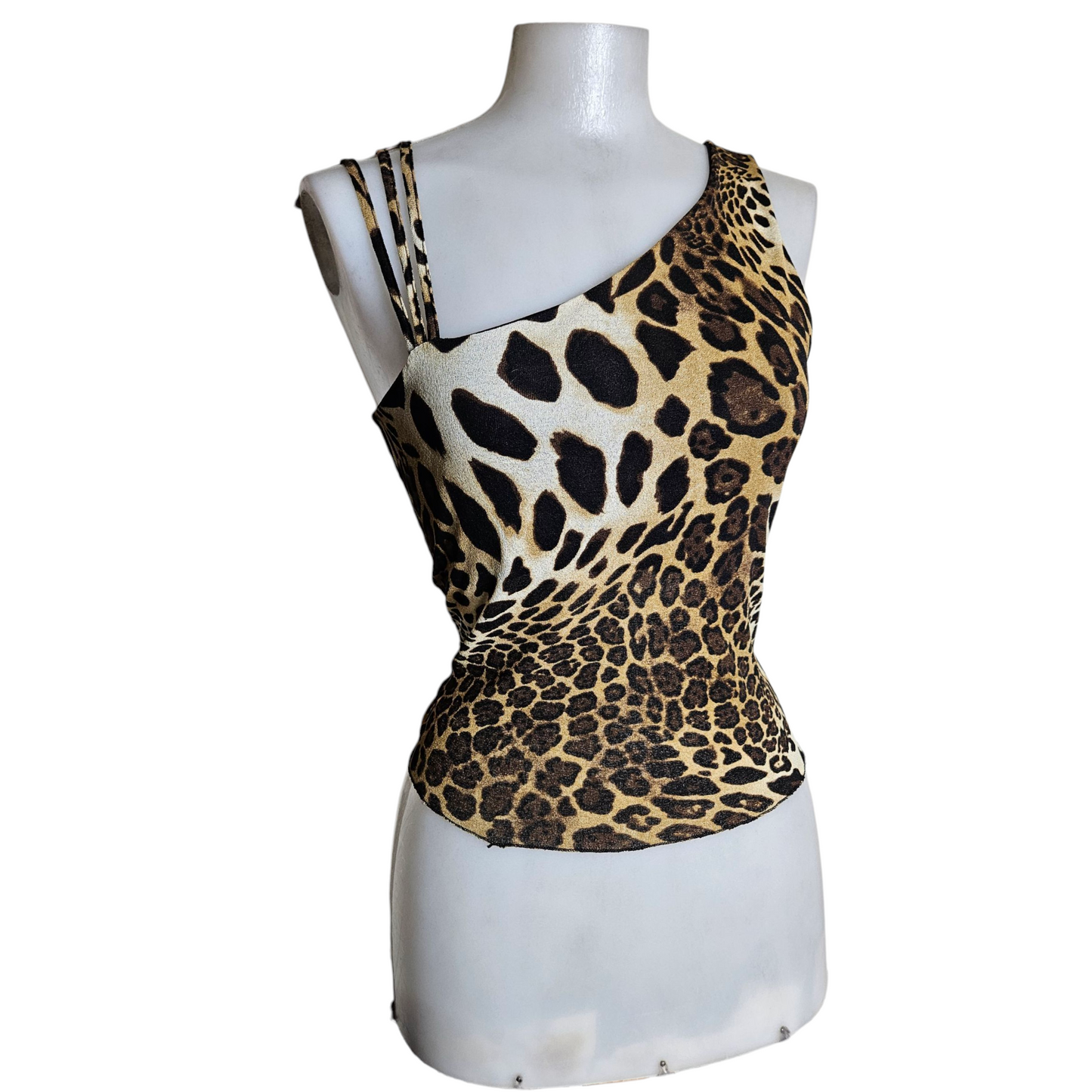 Leopard voile asymmetrical top