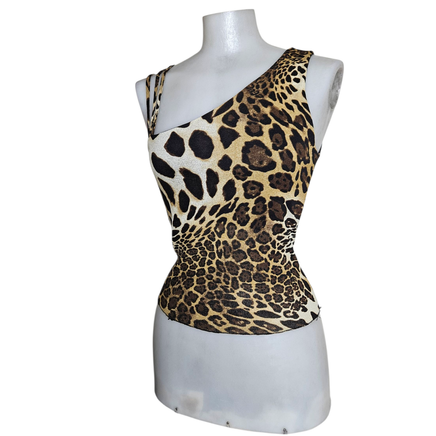 Leopard voile asymmetrical top