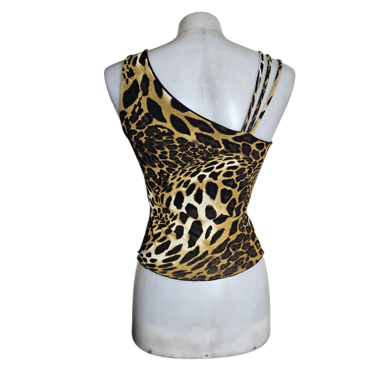 Leopard voile asymmetrical top