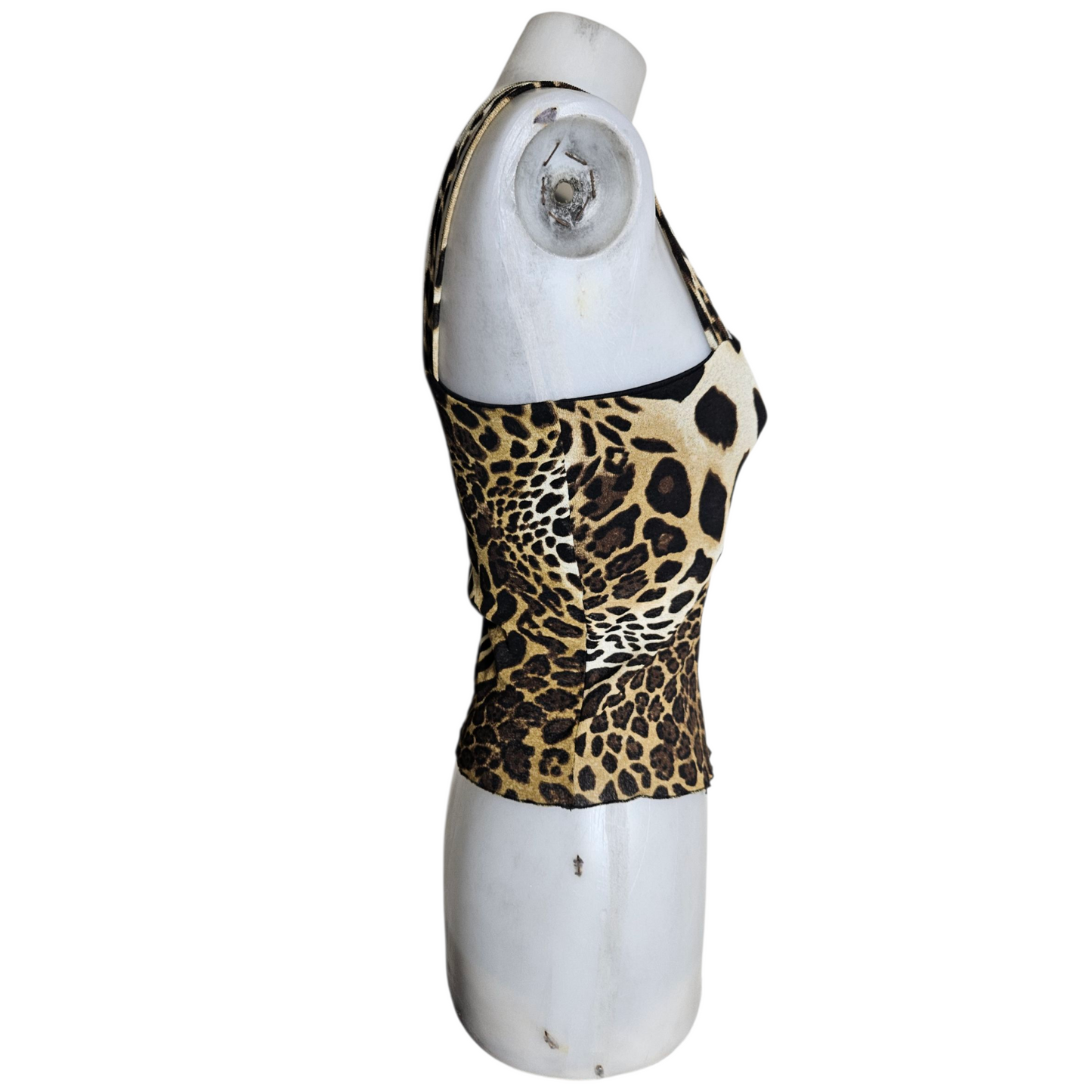 Leopard voile asymmetrical top