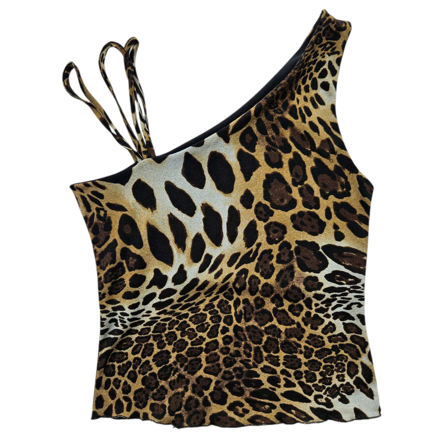 Leopard voile asymmetrical top