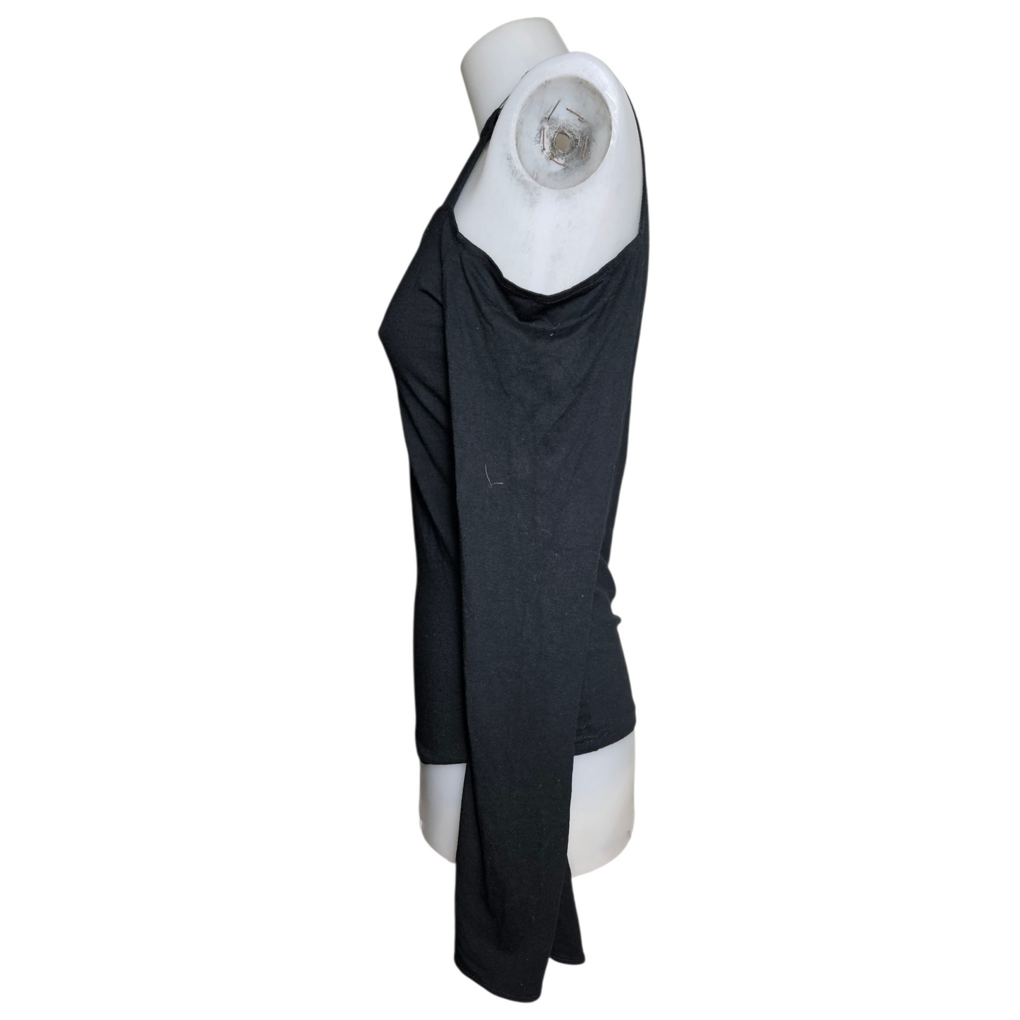 Black fitted top with cutout shoulders
