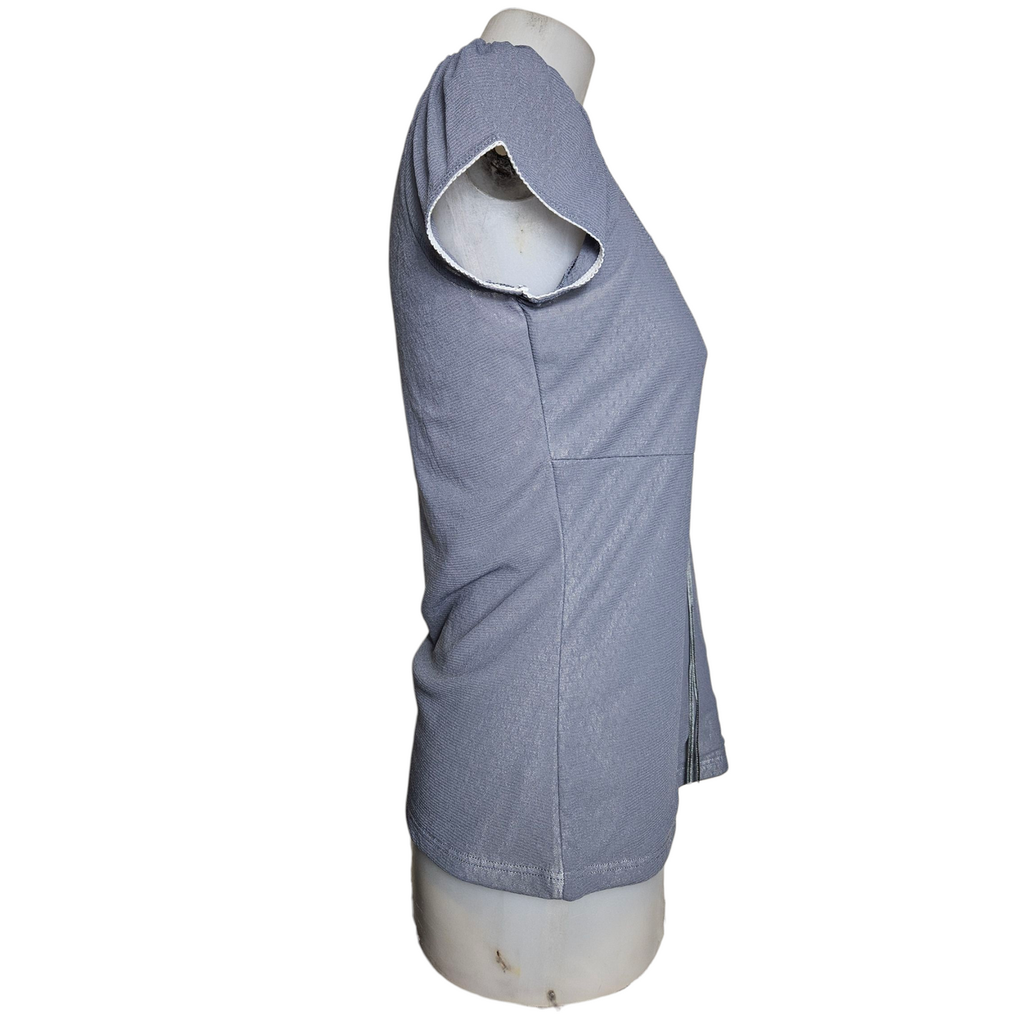 Grey and white speckled voile top