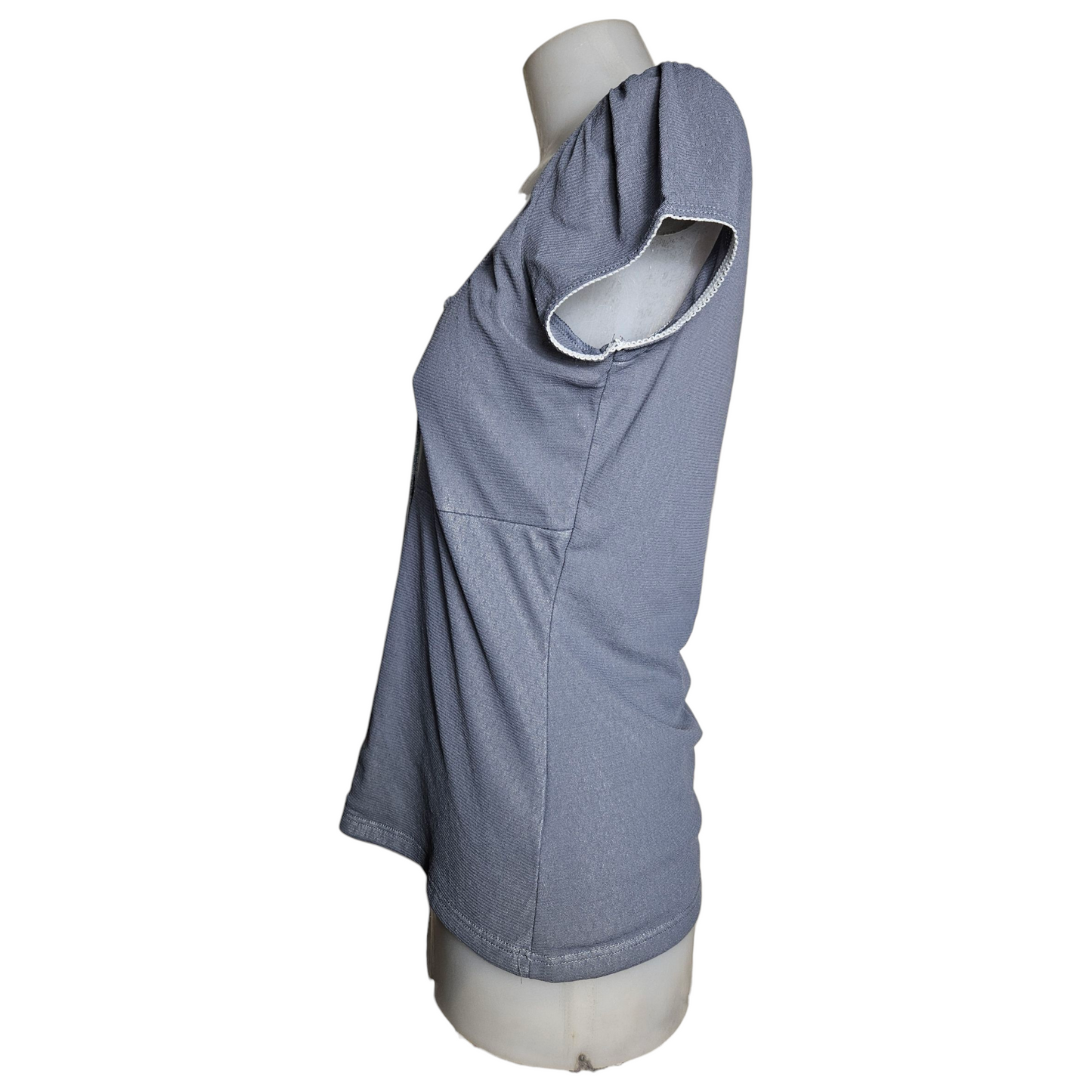 Grey and white speckled voile top