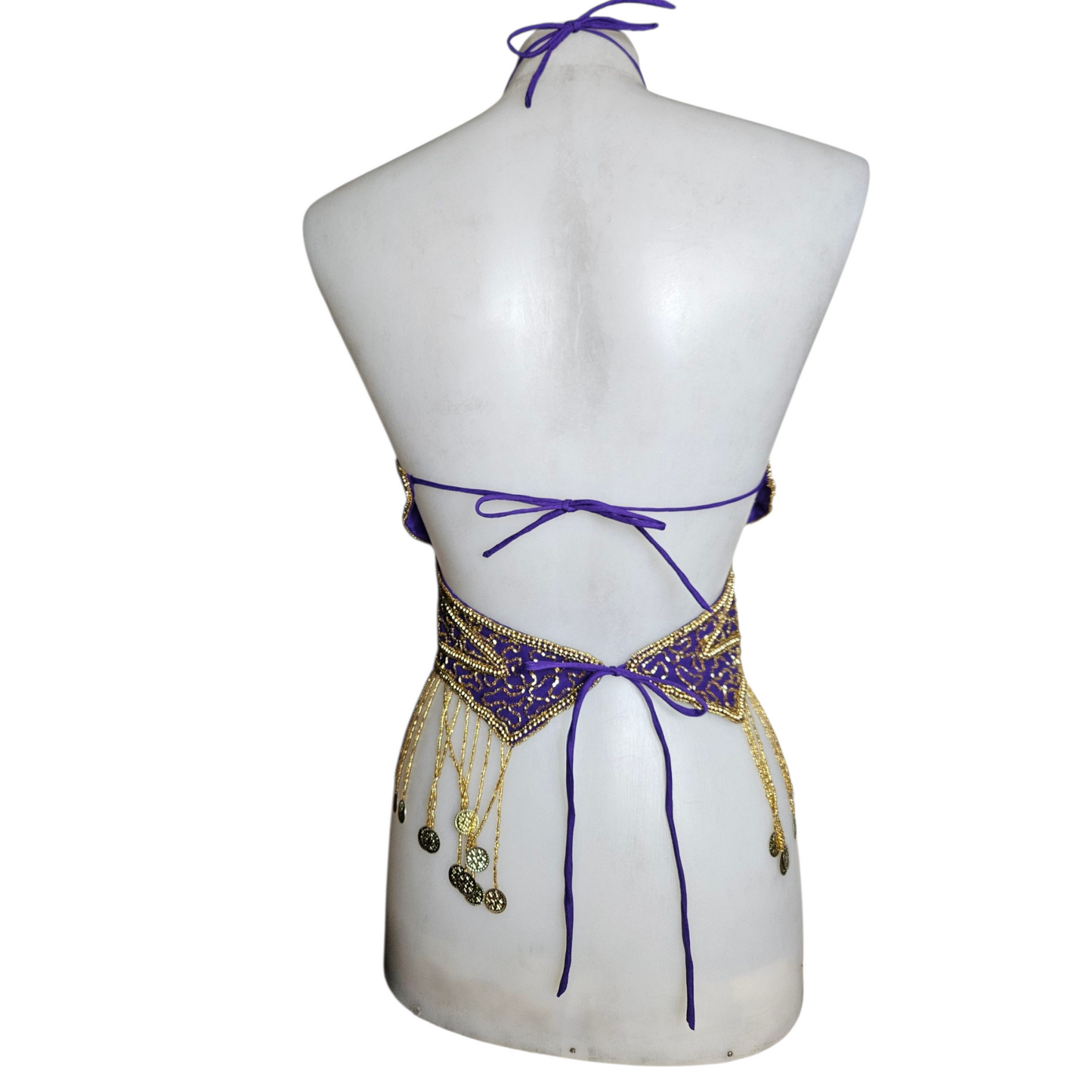 Haut dos nu papillon violet et doré