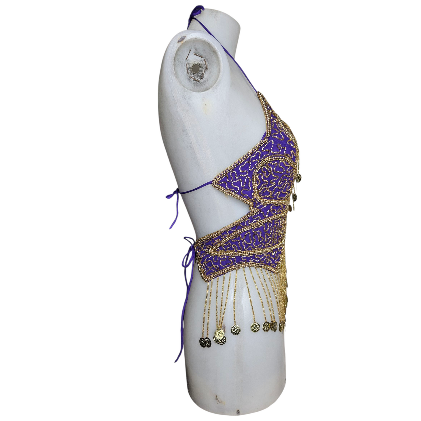 Haut dos nu papillon violet et doré