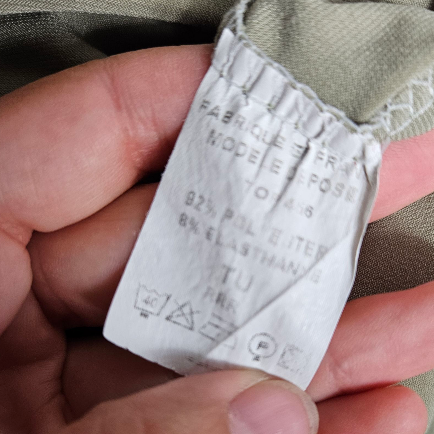 Top col bénitier dos nu vert kaki clair
