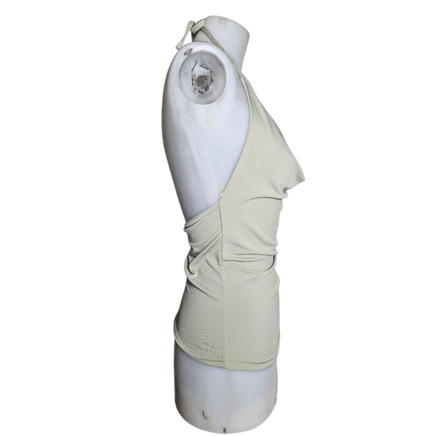 Top col bénitier dos nu vert kaki clair