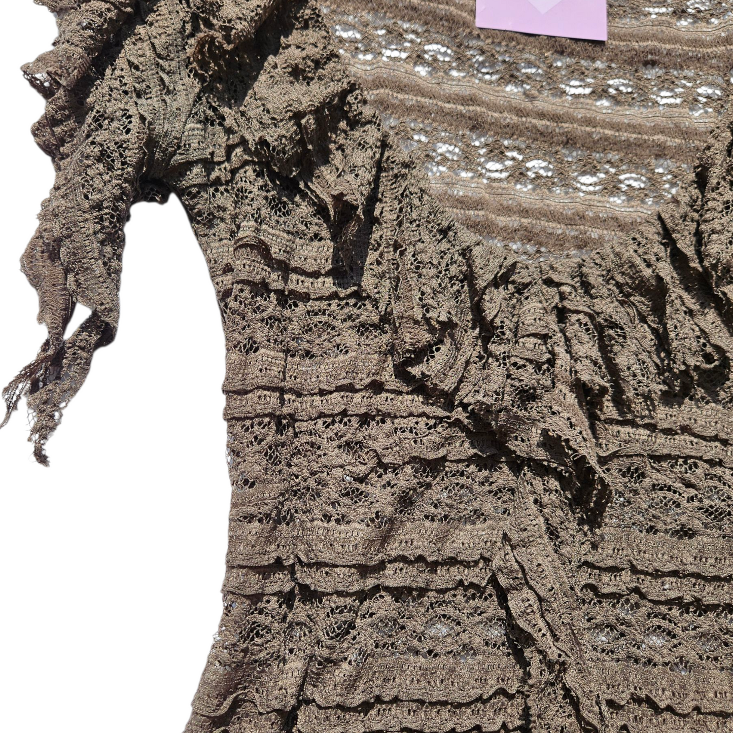 Brown lace top with unstructured collar
