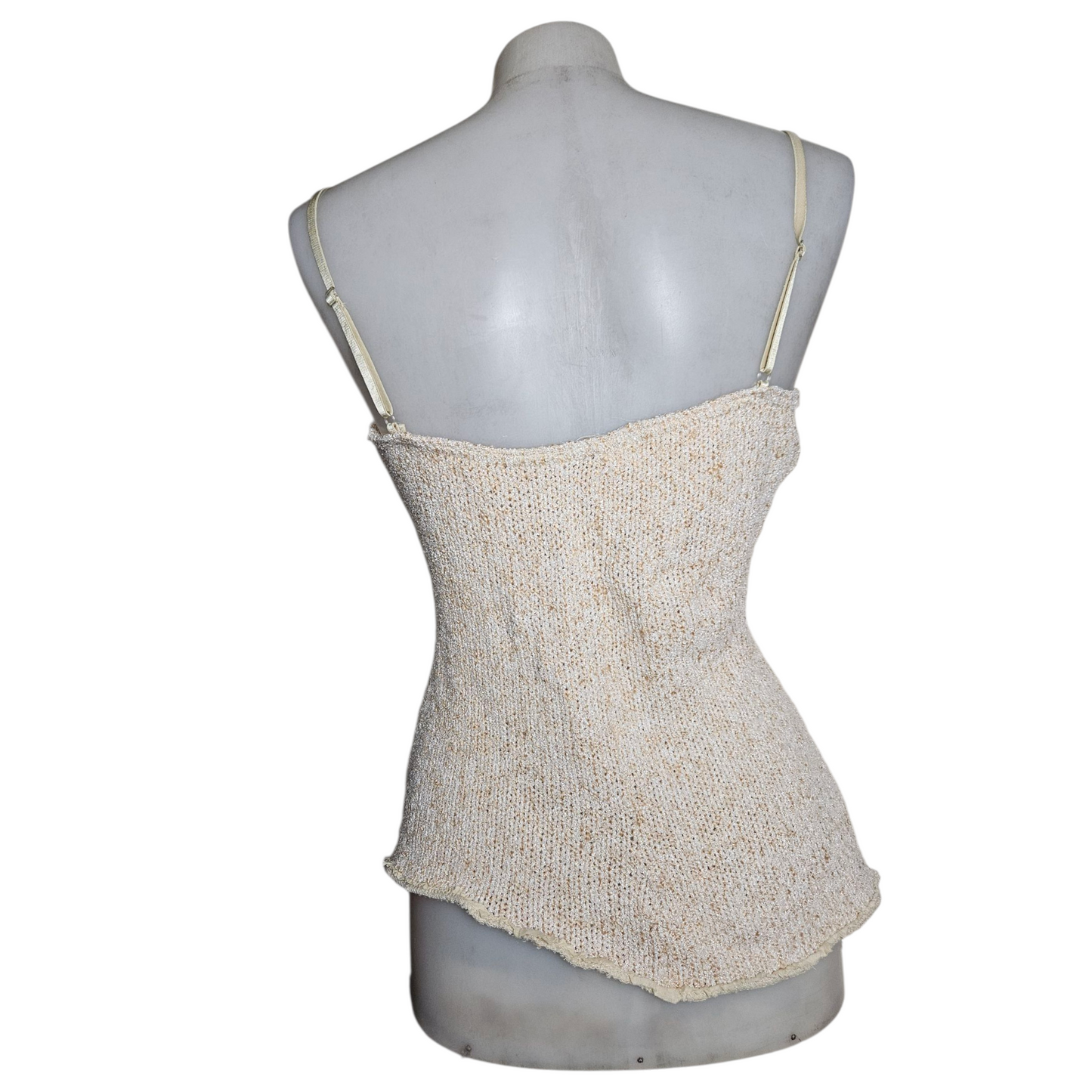 Beige multi-material top