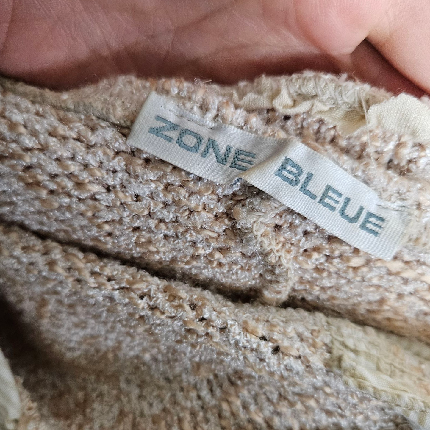 Beige multi-material top