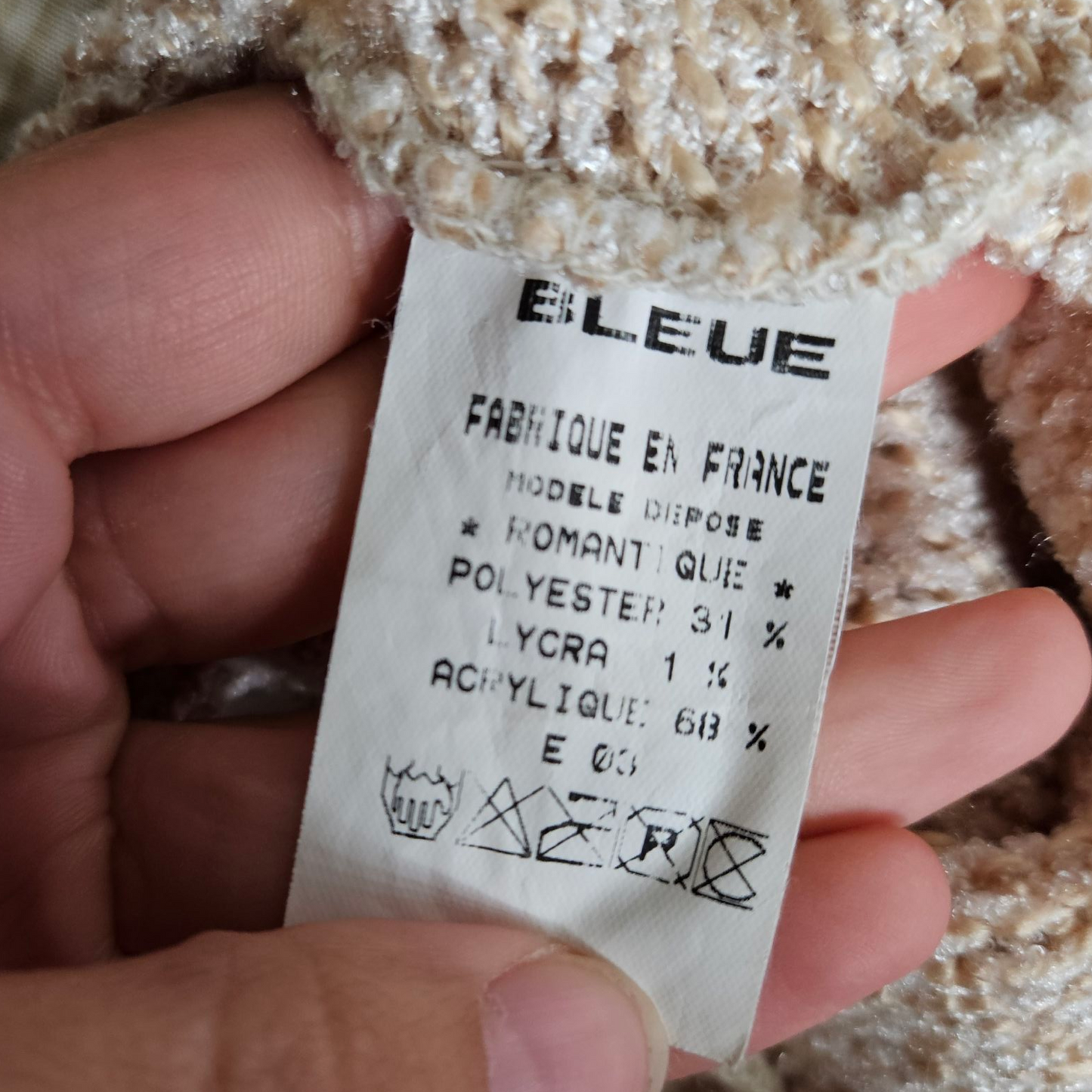 Beige multi-material top