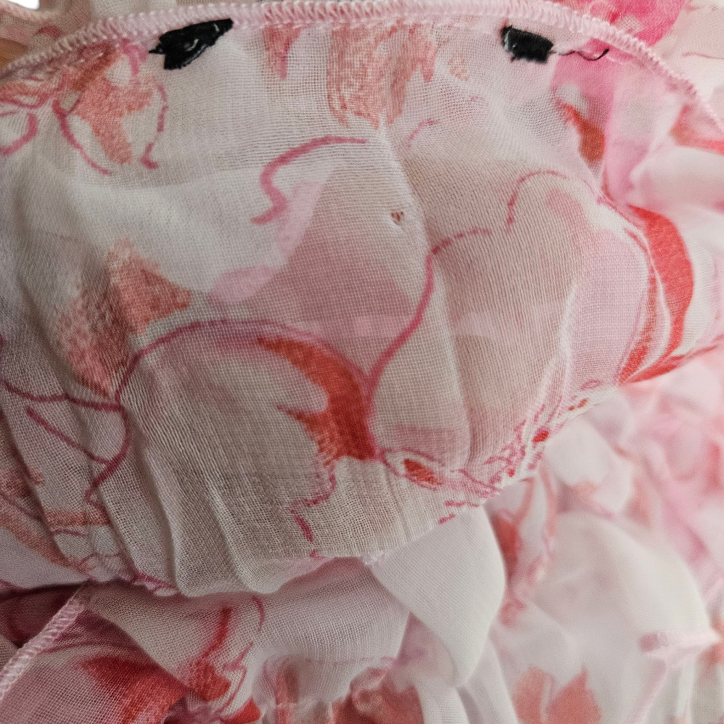Floral pattern ruffled voile shirt