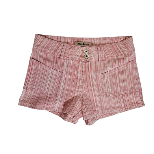 Red and white striped mini shorts