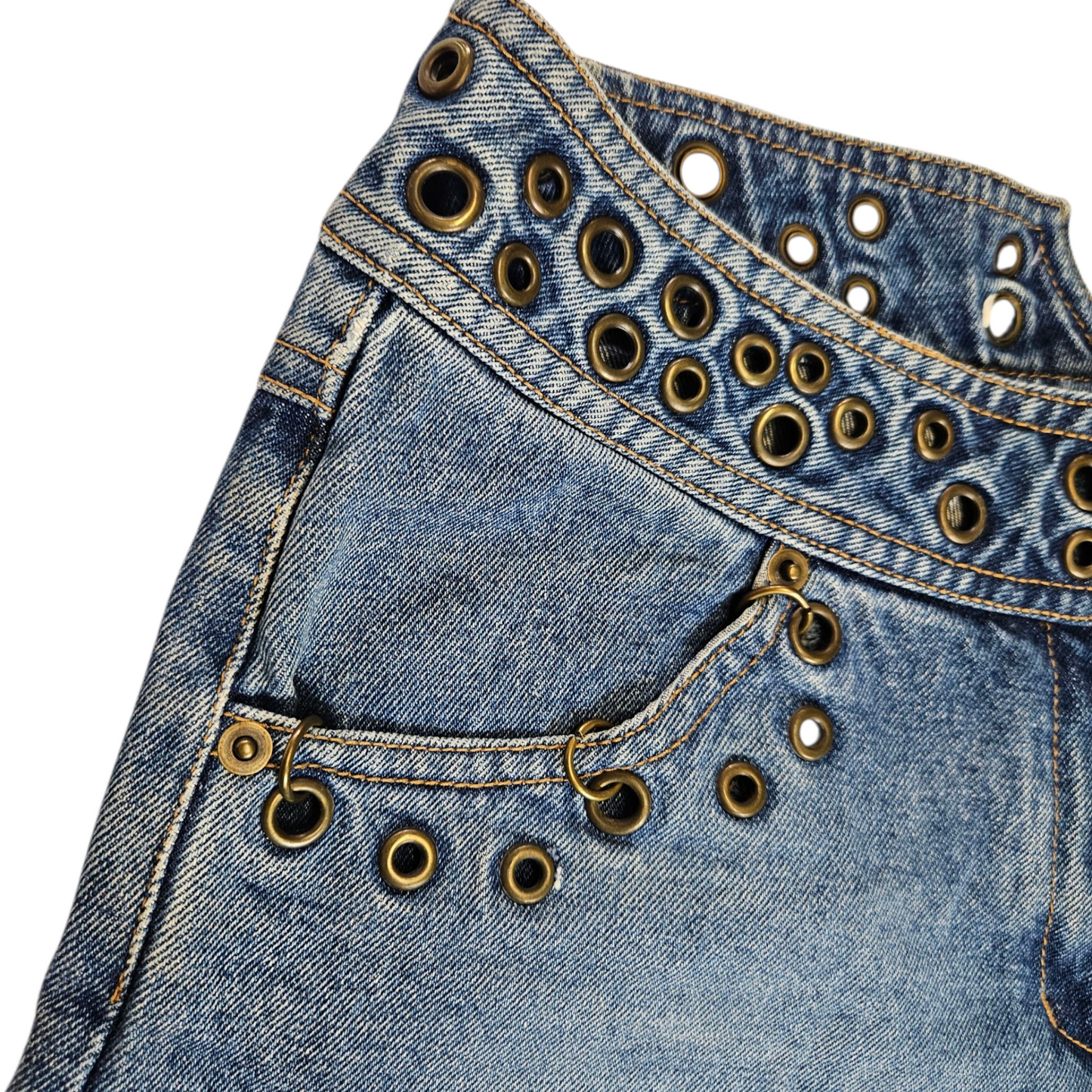 Eyelet and chain mini shorts