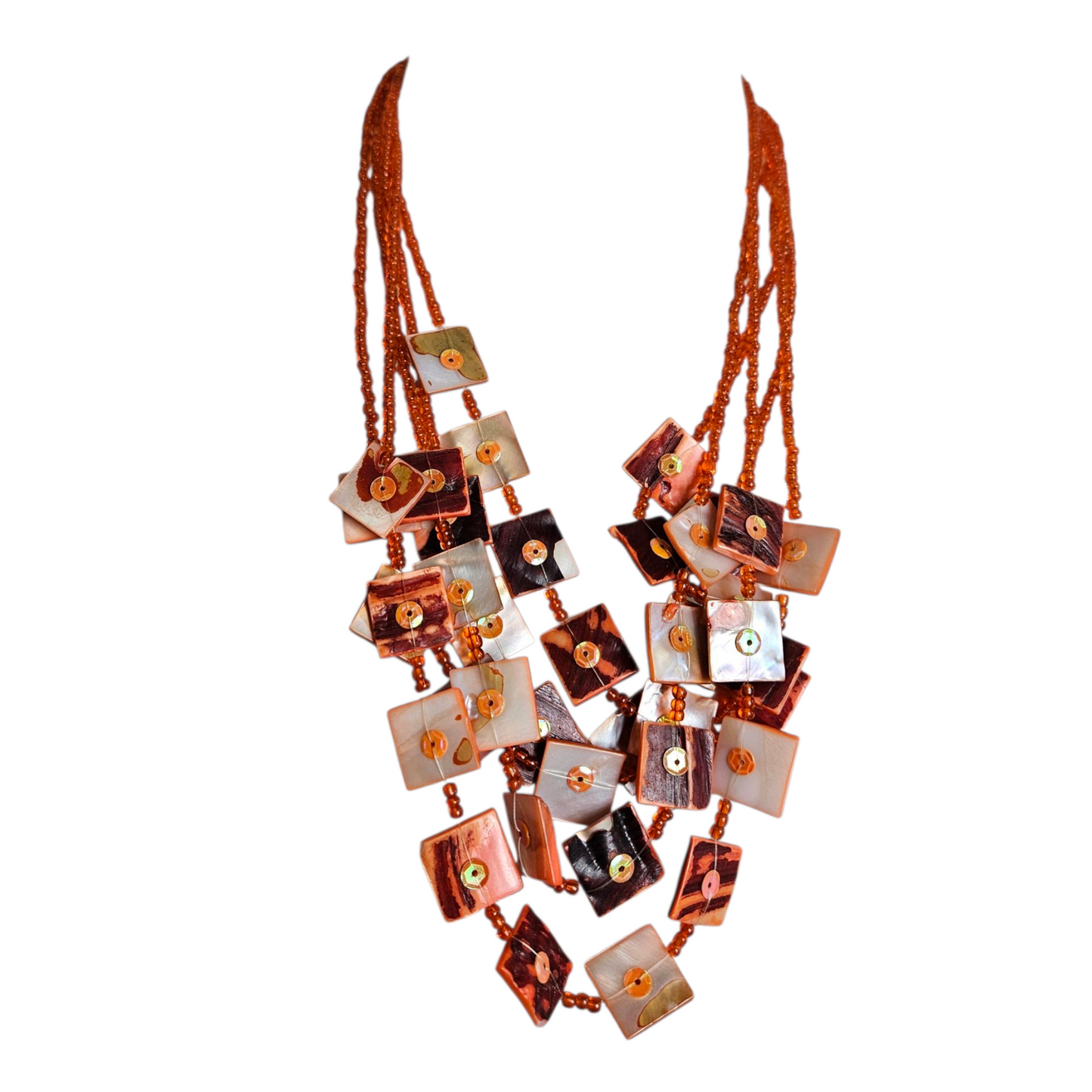 Orange multi-row necklace 