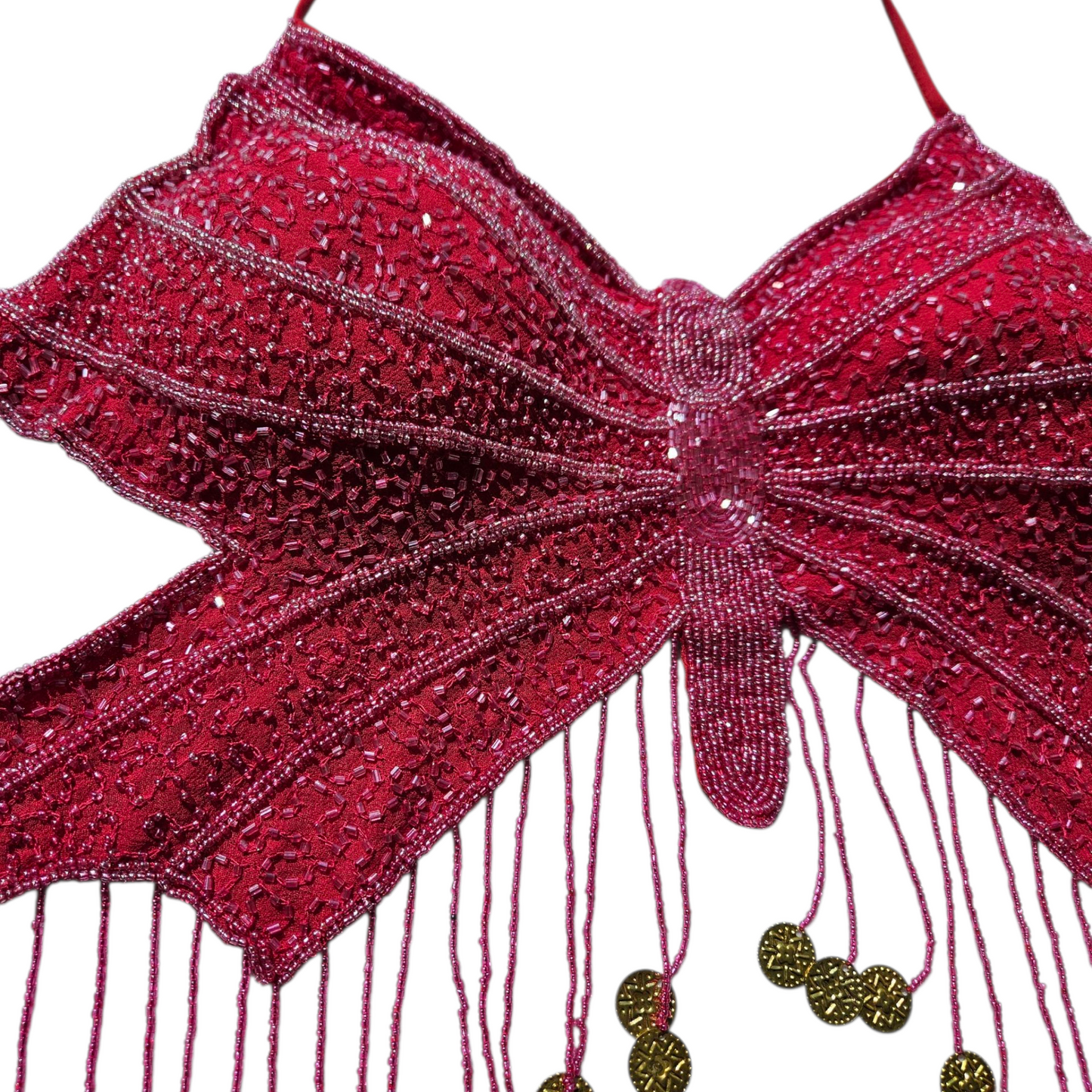 Dos nu papillon rose brodé de perles