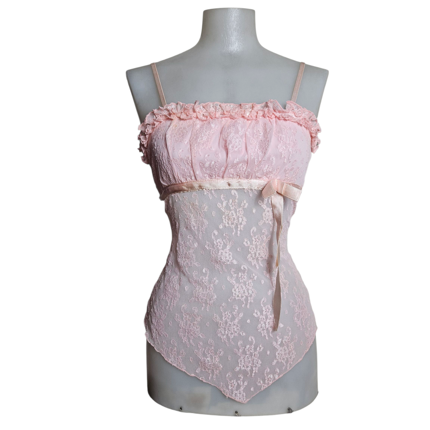 Asymmetrical pink lace top