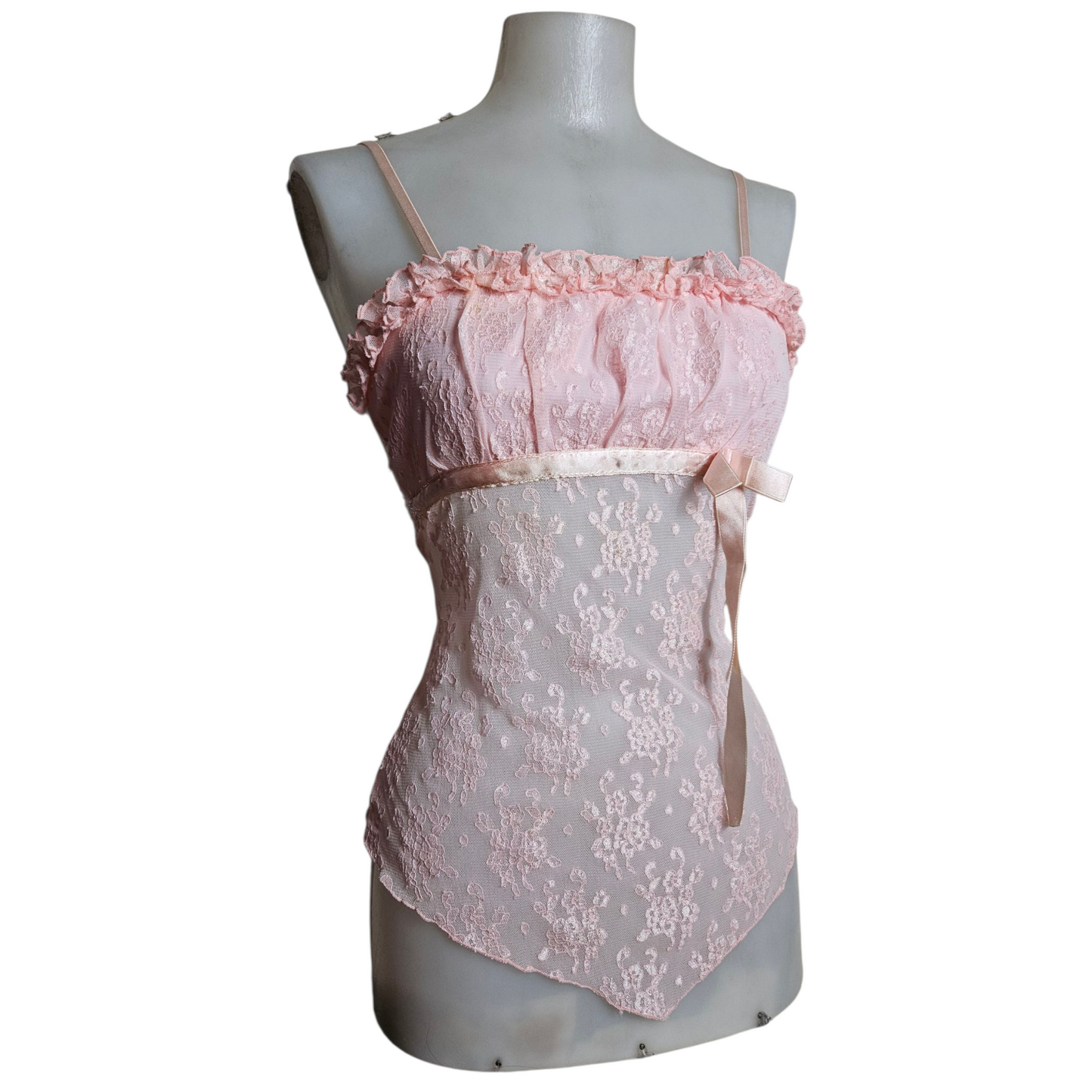 Asymmetrical pink lace top