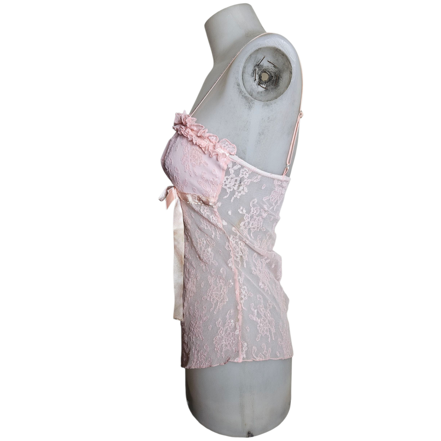 Asymmetrical pink lace top