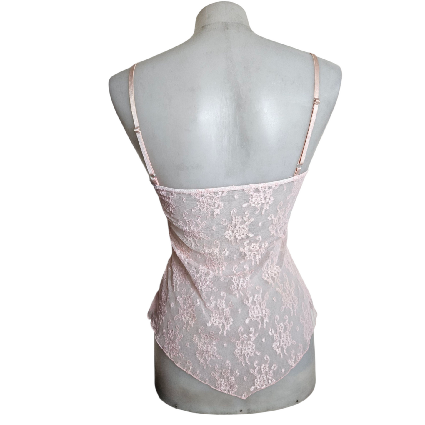 Asymmetrical pink lace top