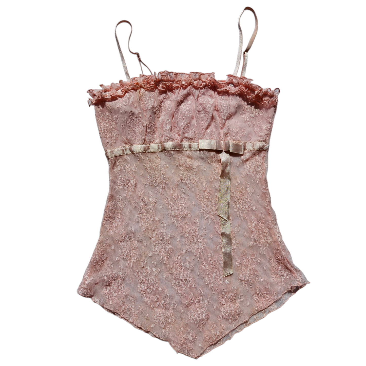 Asymmetrical pink lace top